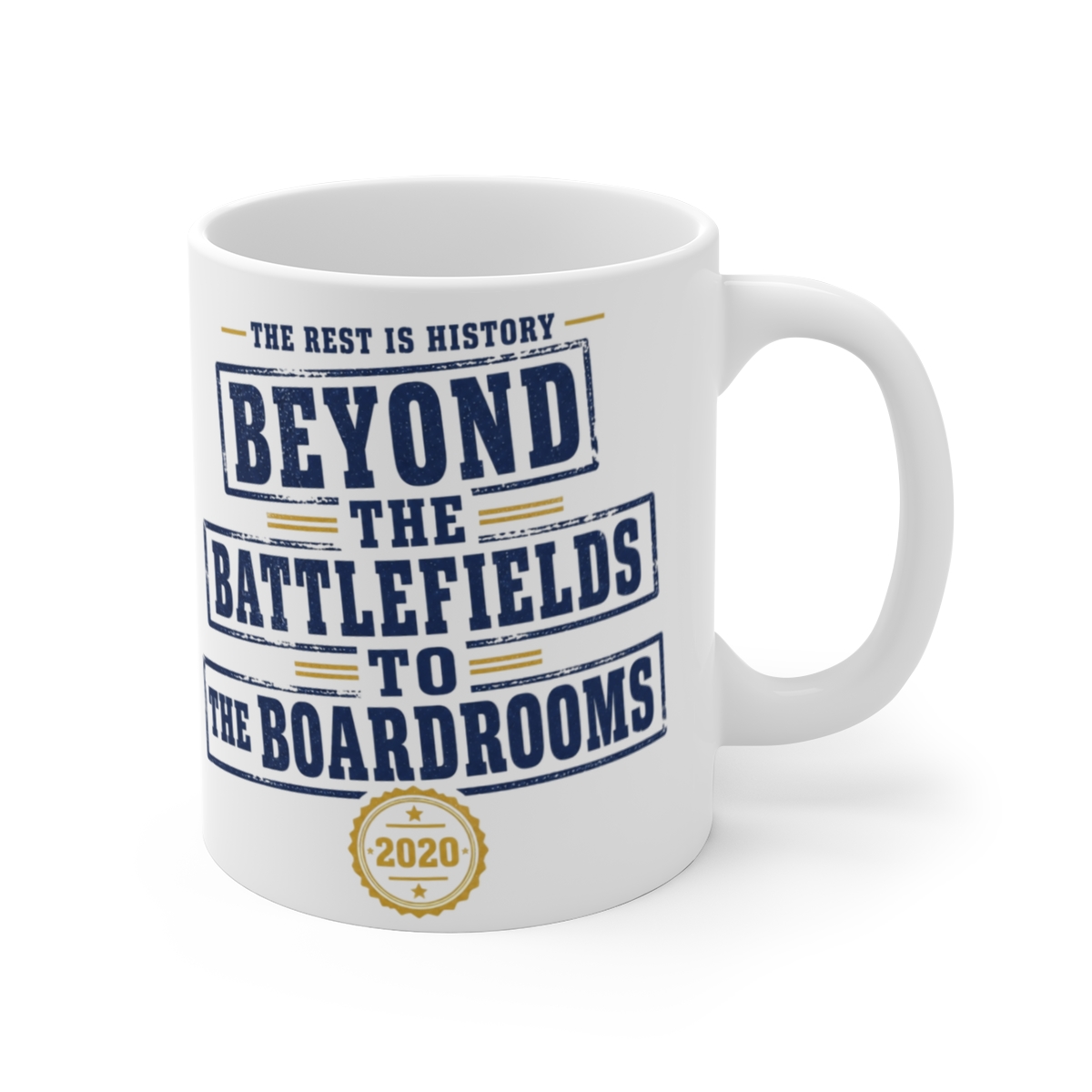 The Rest Is History "Beyond The Battlefields To The Boardrooms" White Mug — official The Rest Is History Mugs & Drinkware